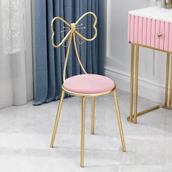 Tabouret en spanTable minimaliste moderne pour chambre de fille, dossier papillon, chaise en maille rouge, tabouret de maquillage de manucure Ins, lumière de luxe chaude