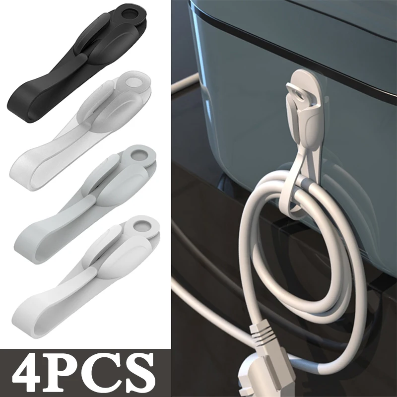 4Pcs Cord Winder Plug Holder Wire Organizer Data Line Cable Management Stick on Upgrade Wrapper Holder for Kitchen Appliances