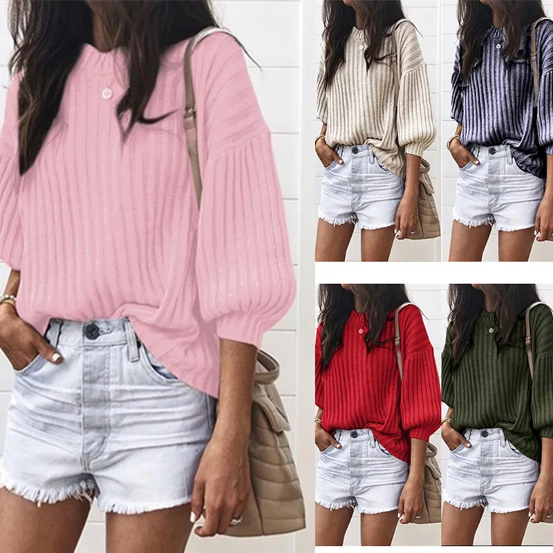 

Oversized Sweater Women Fashion Autumn Women's 2023 New Top Solid Long Sleeve Loose Knitted Sweater Women