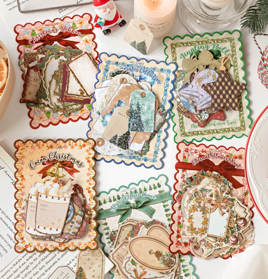 Christmas Gift Mixed Label Tag Sticker Pack Diy Handmade Material Handbook Writing Paper Decorative Sticker Notes Scrapbook