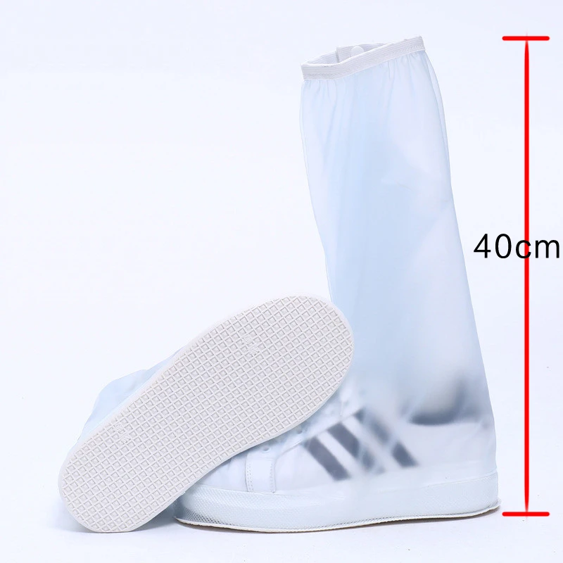 High Shoes Cover Waterproof Rain Reusable Shoes Cover Slip-resistant Zipper Rain Boots Overshoes High Quality Black Blue Blue