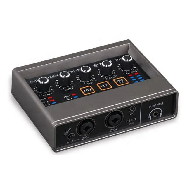 Professional USB Audio Interface 16-bit/48kHz TEYUN Q-16 Recording Sound Card for PC/Phone/Live streaming