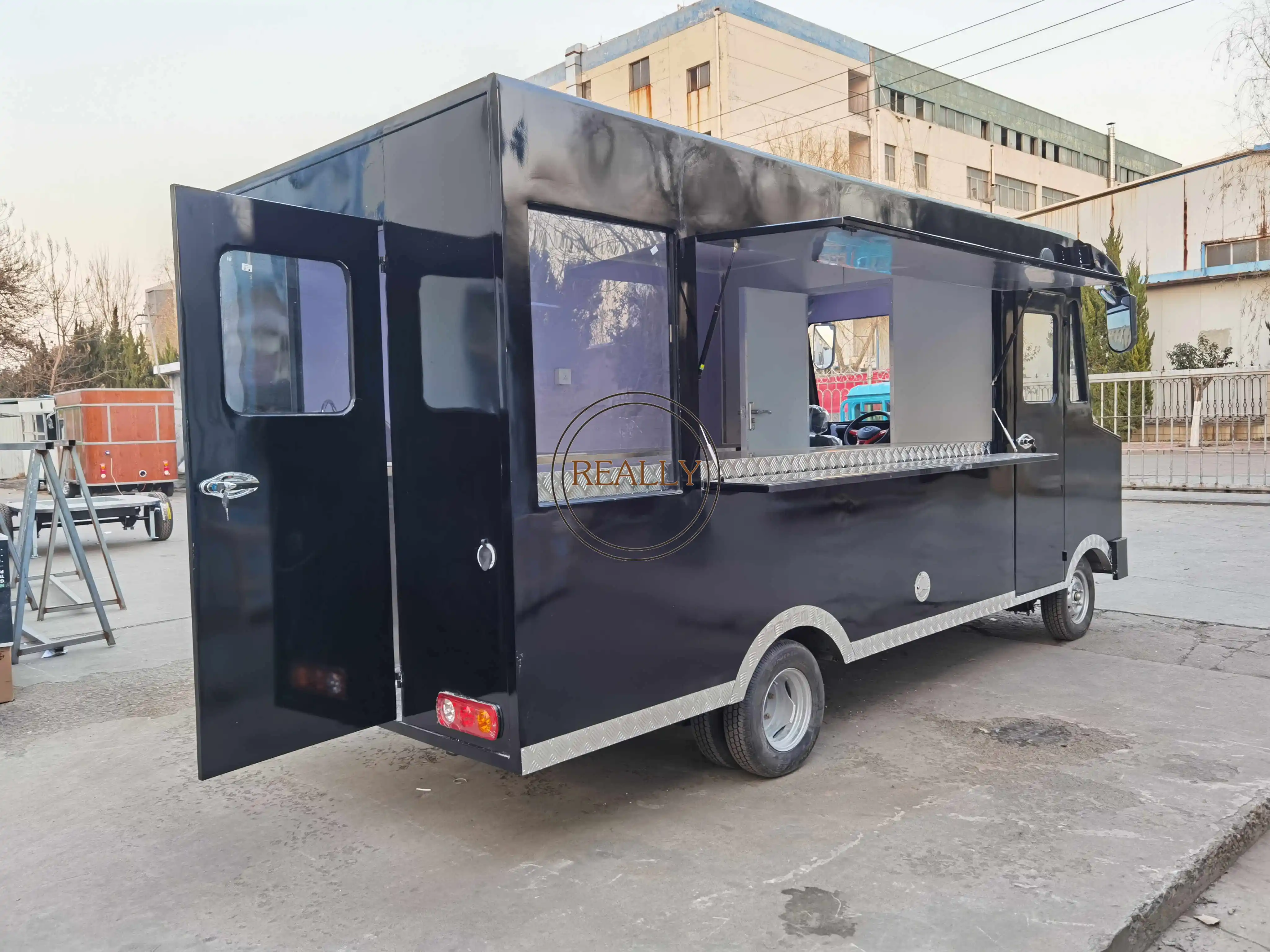 ร้อนขายกาแฟหยอดเหรียญ Panini อาหารจีน Van Rolling Cart Vintage USA รถพ่วงรถบรรทุกอาหารใช้ขาย