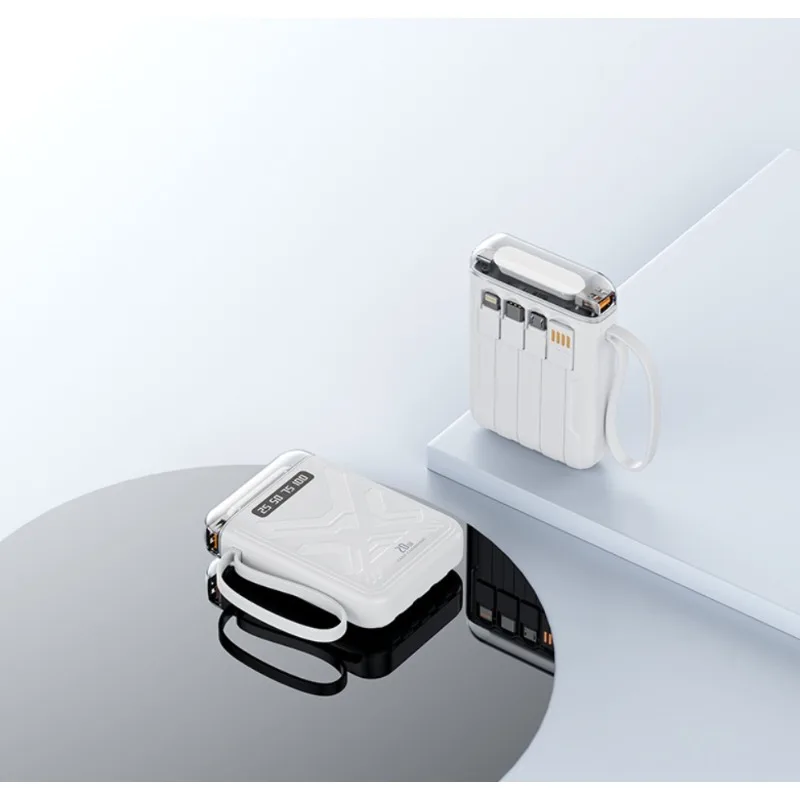 New 10000mAh Large Capacity Fast Charging Power Bank with Built-in Cable Portable Power Supply
