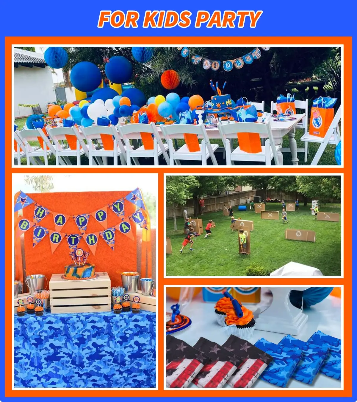 Party Supplies Compatible for Nerf 10 Kids Pack Boys Birthday Party Guns War Decorations,Face Mask Tactical Glasses 200 Bullets