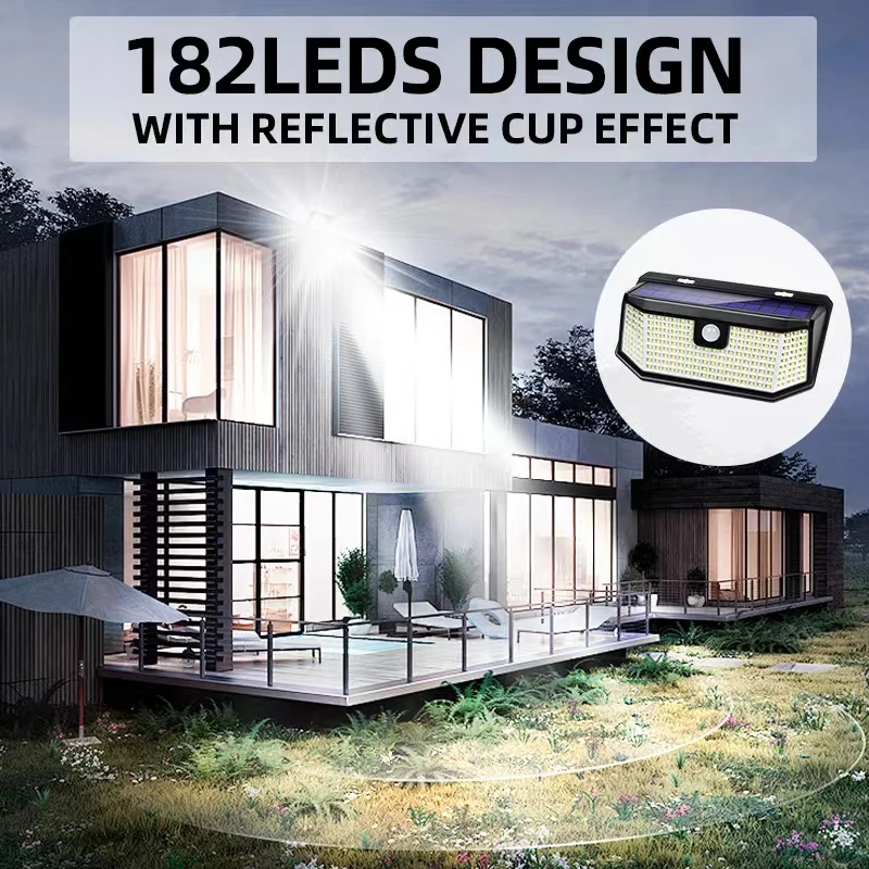 LED Solar Motion Sensor Light 3 Mode Human Sensor Solar Wall Lamp IP65 Waterproof Outdoor Garden Light