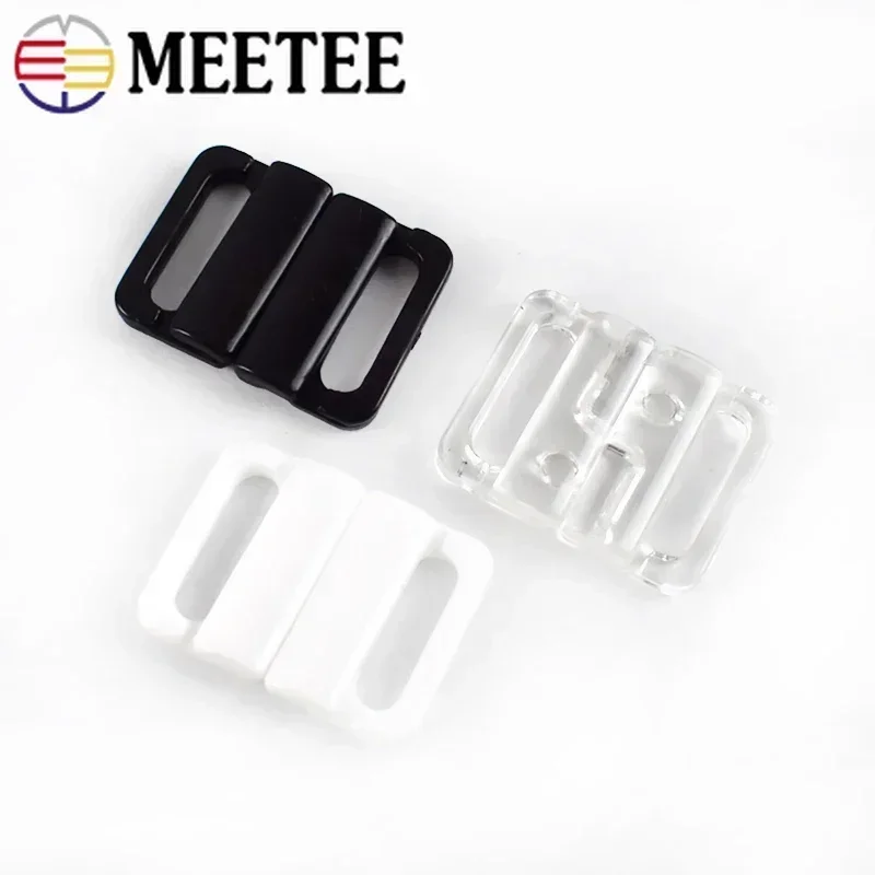 30/50/100Sets 10/15/20/25mm Plastic Bra Buckle Underwear Bikini Strap Clasp Button Closure Swimwear Hook DIY Sewing Accessories