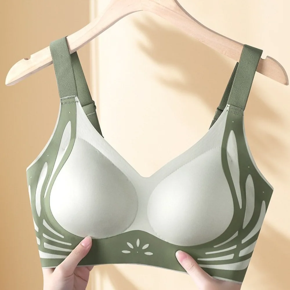 Soft Big Cup Wireless Deep V Bra Close-fitting Shockproof Brassiere for Women Anti-sagging No Trace Push Up Underwear Yoga