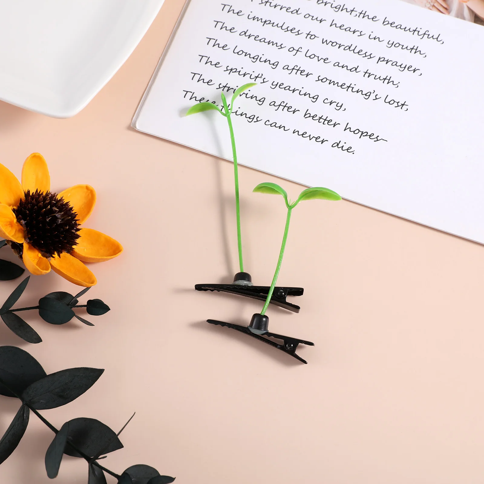 50 Pcs Bean Sprouts Hairpin Grass Clip Girls Accessories Practical Decor Peas Mini Unique Plastic Headdress for Baby Clips