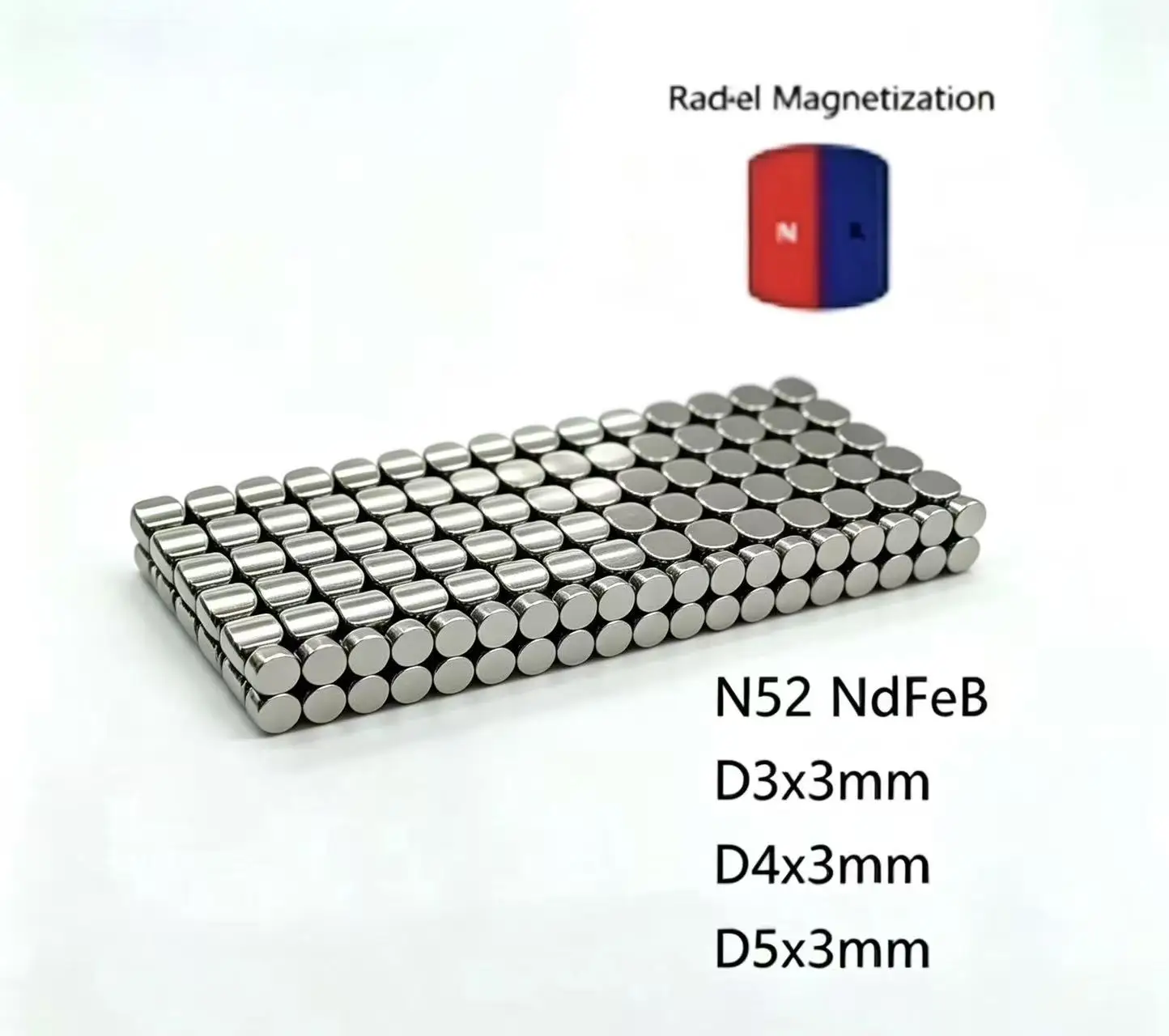 10 50PCS/LOT Disc N52 Radial Magnetization NdFeB Magnet 3*3 4*3 5*3 Round Magnets Strong For Home Refrigerator,Office,DIY