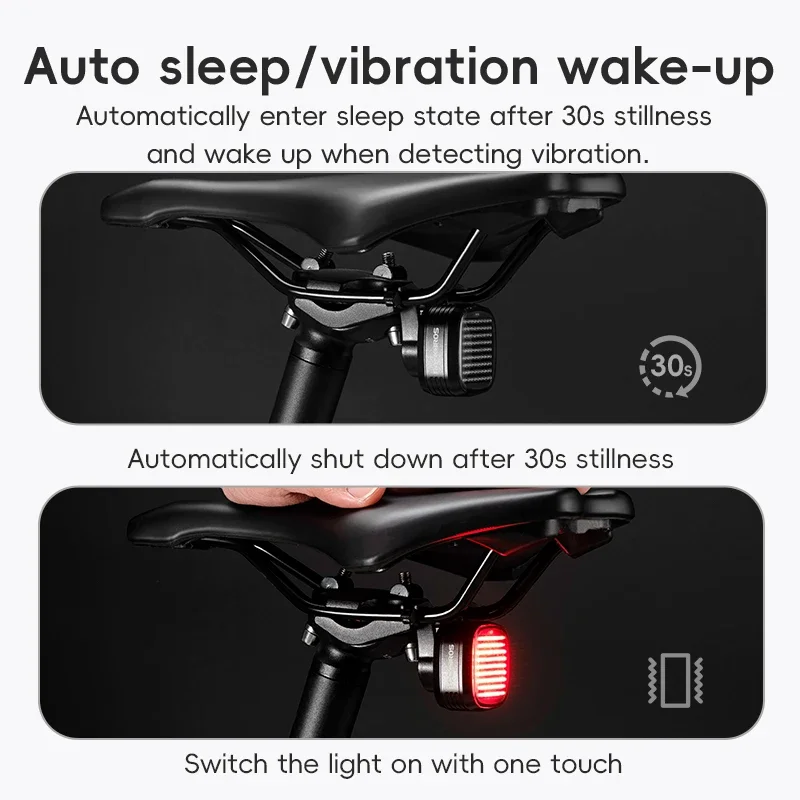 ROCKBROS New Bike Rear Light Mtb Road Smart Brake Sensing Sync Tail Light Ipx6 Waterproof High Quality Rechargeable Rear Lamp