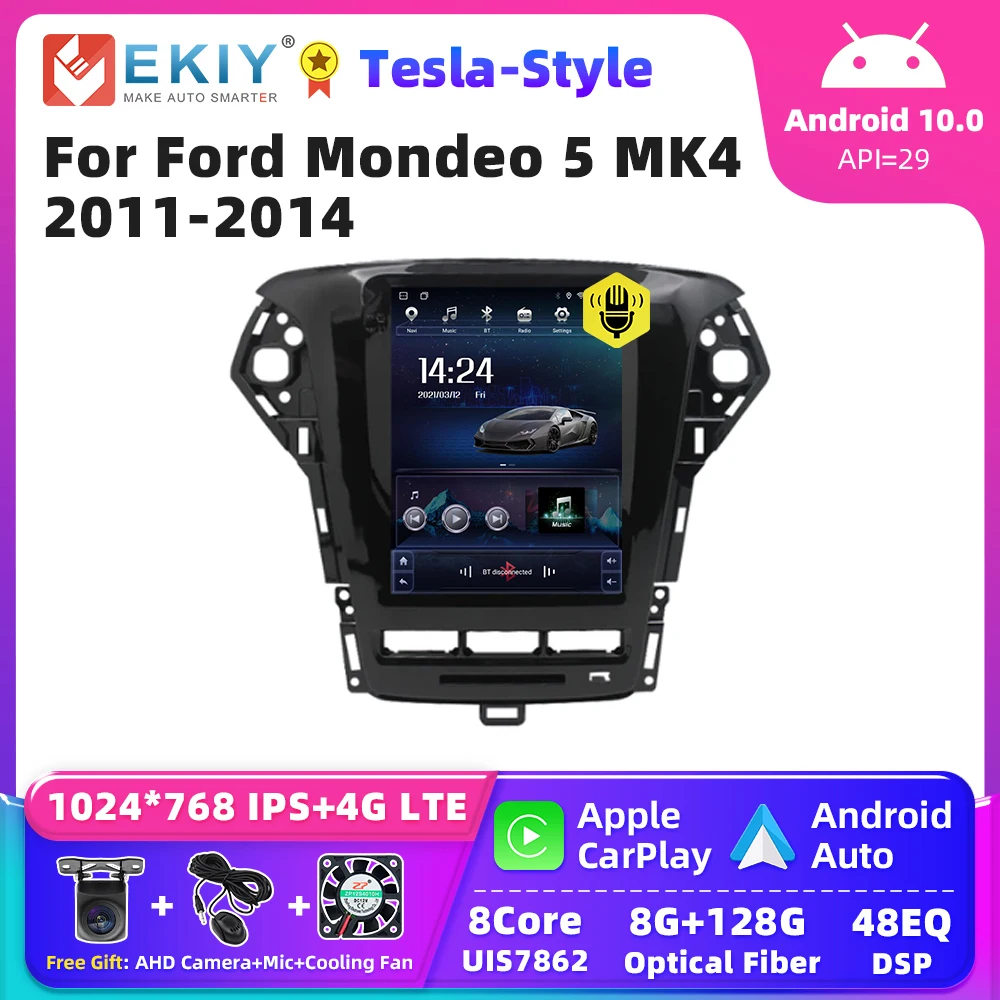 

Автомагнитола EKIY Tesla для Ford Mondeo 5 MK4 2011-2014 DSP BT Carplay USB Android Автомобильная GPS-навигация 2 Din без CD DVD-плеера