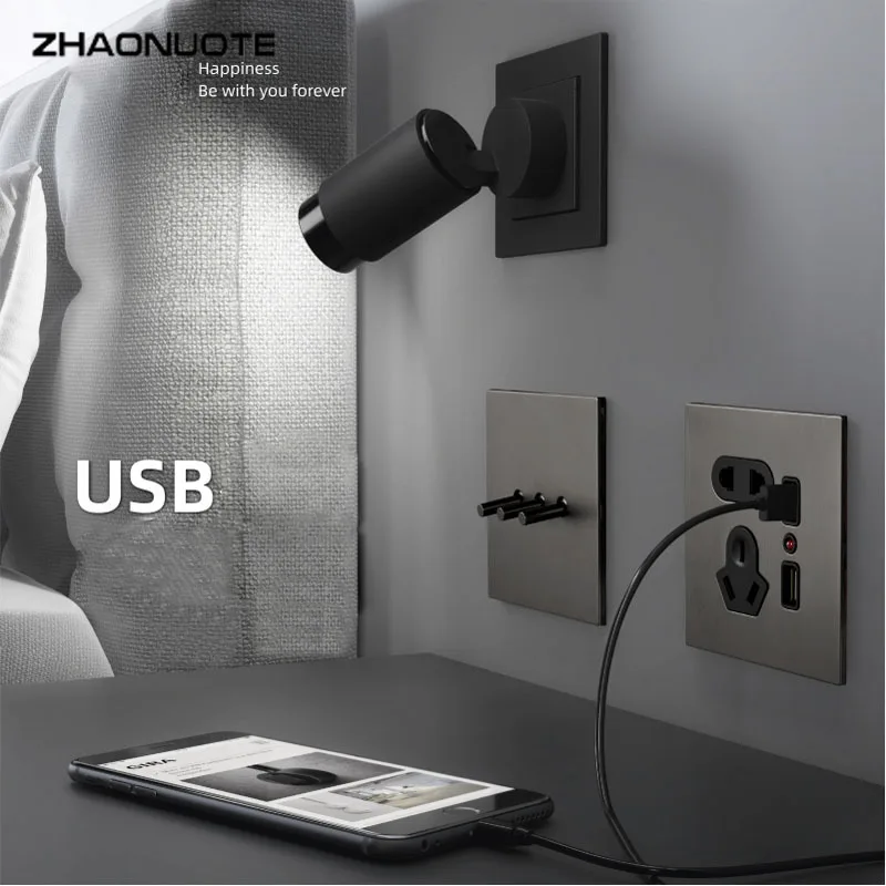 Gray Stainless Steel Panel 1-4 Gang 2 Way Toggle Switch Metal Texture Personality Retro Switch for Home Improvement