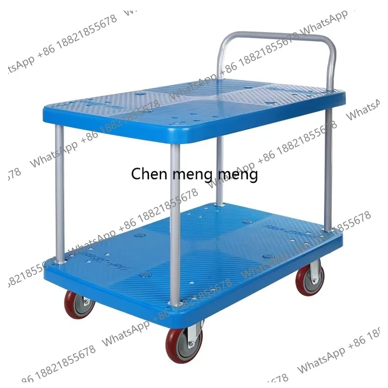 z189 Two Layer Platform Truck With Removable Guardrails Multi Tier Design For Warehouse Workshop Material Handling Transport