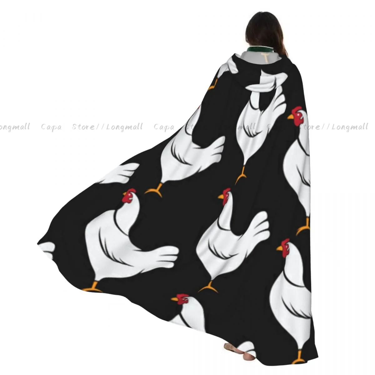 

Adult Vampire Cape Hooded Robe Hen Art Background Halloween Cloak Full Length Cosplay