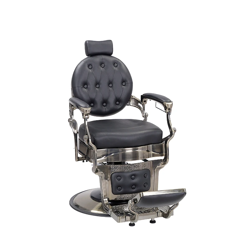 Hot Sale Antique Hydraulic Barber Chair Durable Leather Barber Shop Equipment with Chrome Base for Hair Salons