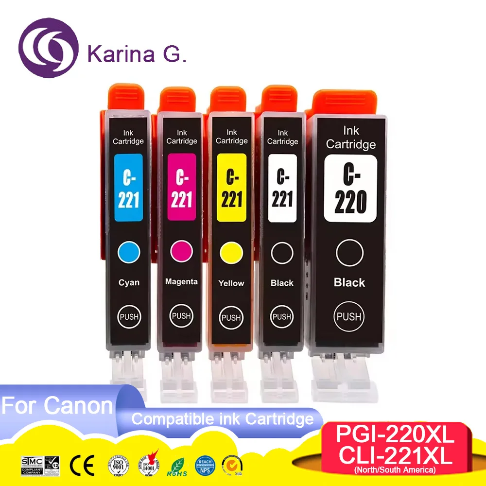 

Совместимый картридж для цветного принтера PGI-220 PGI220 CLI-221 CLI221 для Canon PIXMA IP3600/IP4600/IP4700/MX860/MX870/MP550