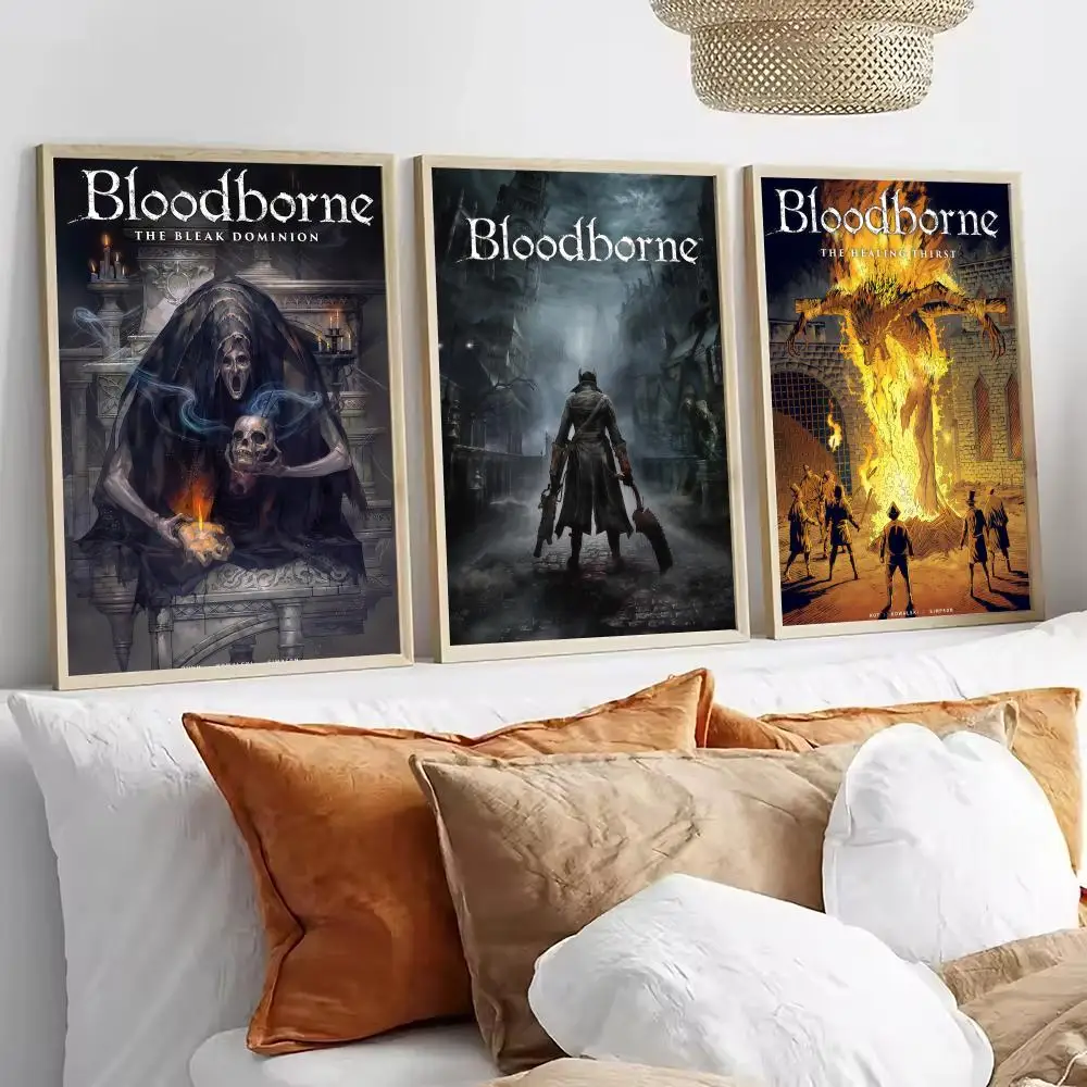 B-BloodbornES Game Painting Calligraphy Decorative paintings Fancy Wall Sticker For Living Room Bar Decoration Room Wall Decor