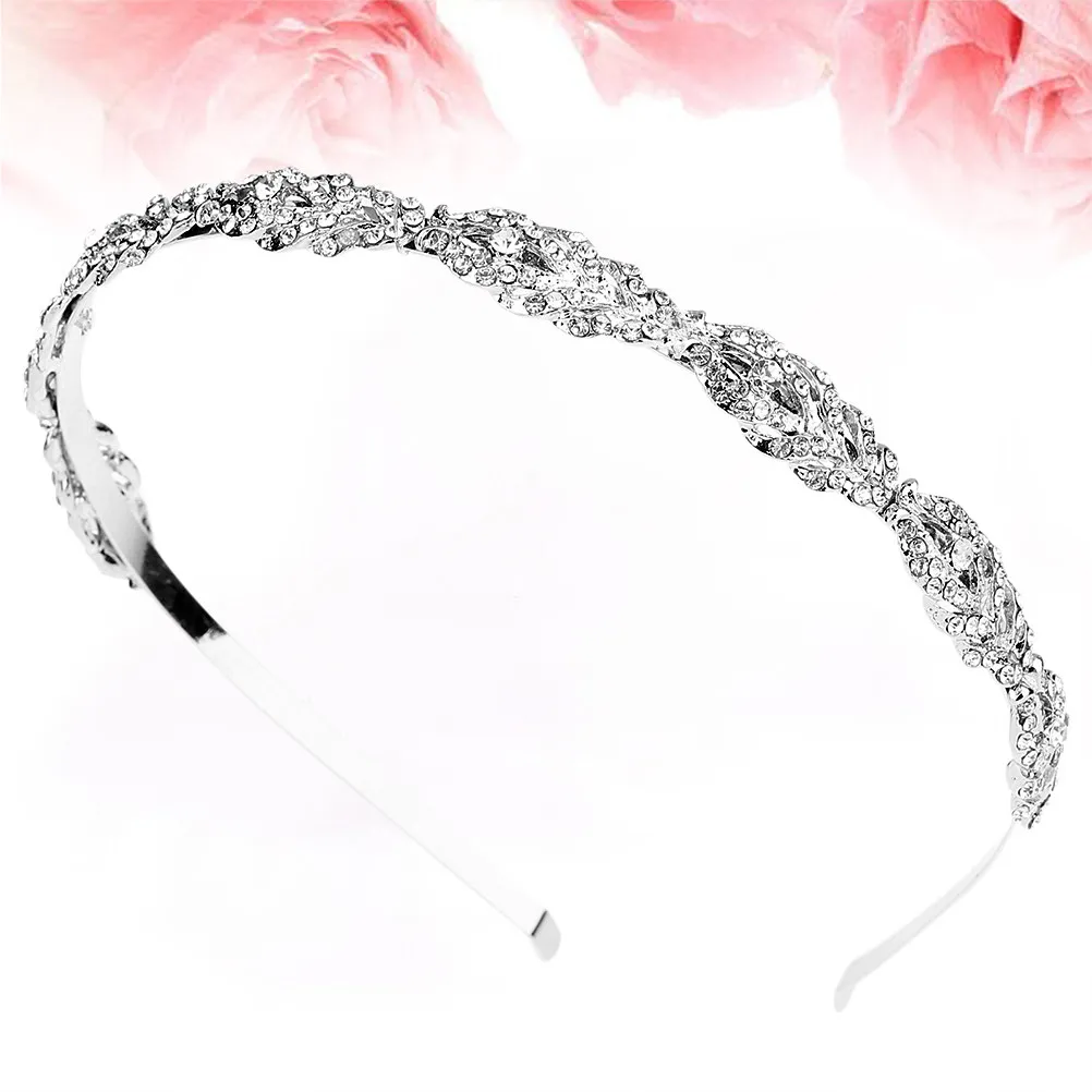 

Silver Rhinestone Headband Bridal Hair Hoop Crystal Wedding Headpiece Party Photography Hair Accessories Crown Headdress