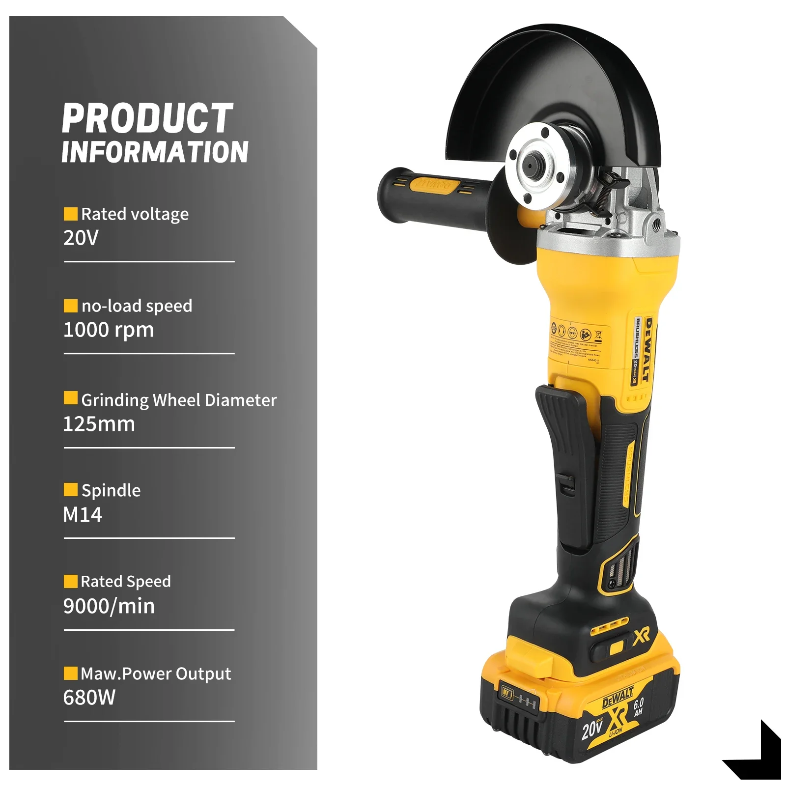 Dewalt 125MM DCG406 Cordless  Angle Grinder 9000RPM Cutting Machine Polishing Machine Tool For 20V Lithium Batteries view 4