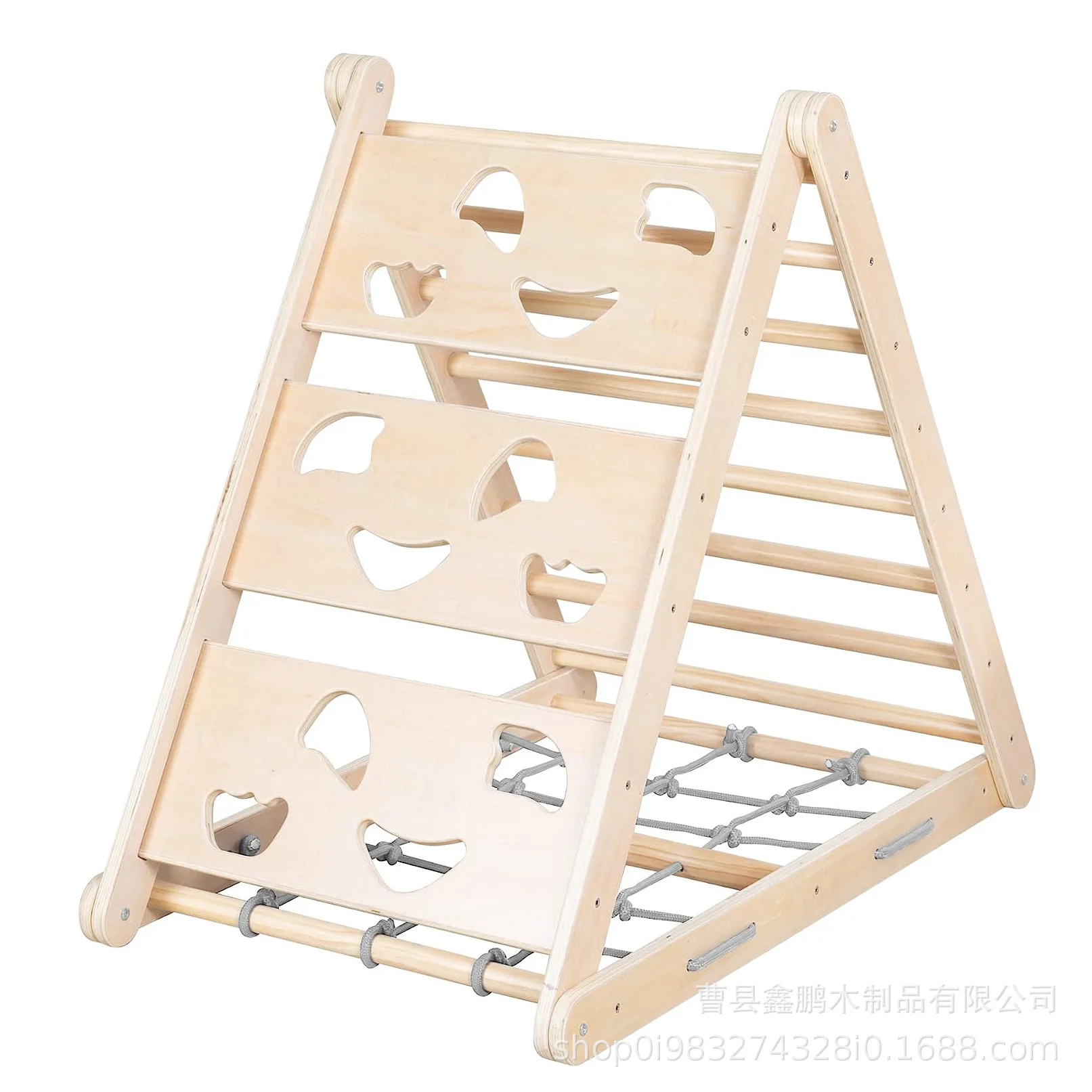Indoor Playground Jungle Gym Play Set 6-in-1 - Slide Rope Wall Frame Climbing Swing - Montessori Style Wooden Toy for Children