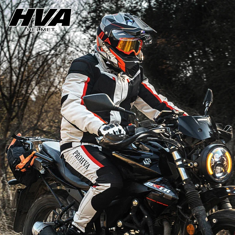 Giacca da moto impermeabile HVA Tuta da corsa da uomo Giacca da moto indossabile + Pantaloni da moto Set da moto con protezione EVA