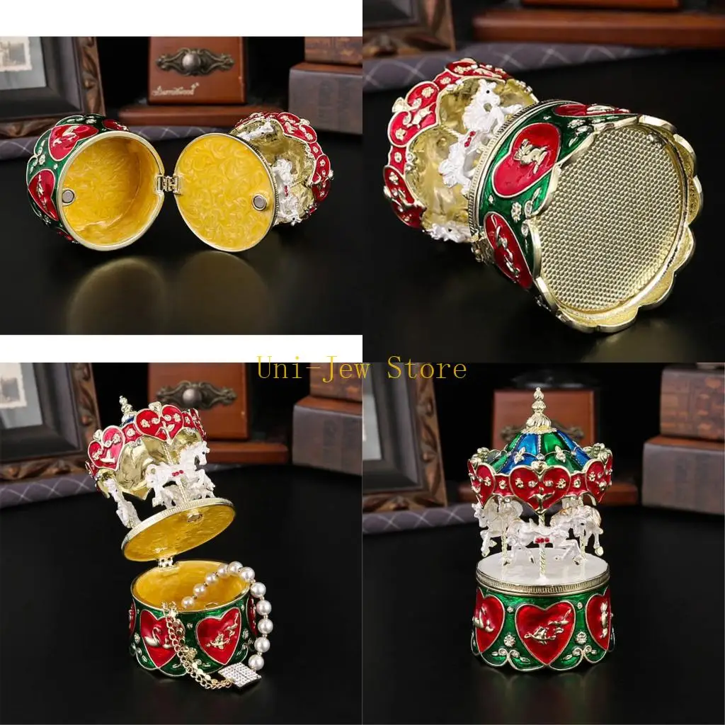 

40 ГБ антикварных стилей вращающихся ювелирных украшений с эмалевой детализацией и подарочной упаковкой металлической рамы для