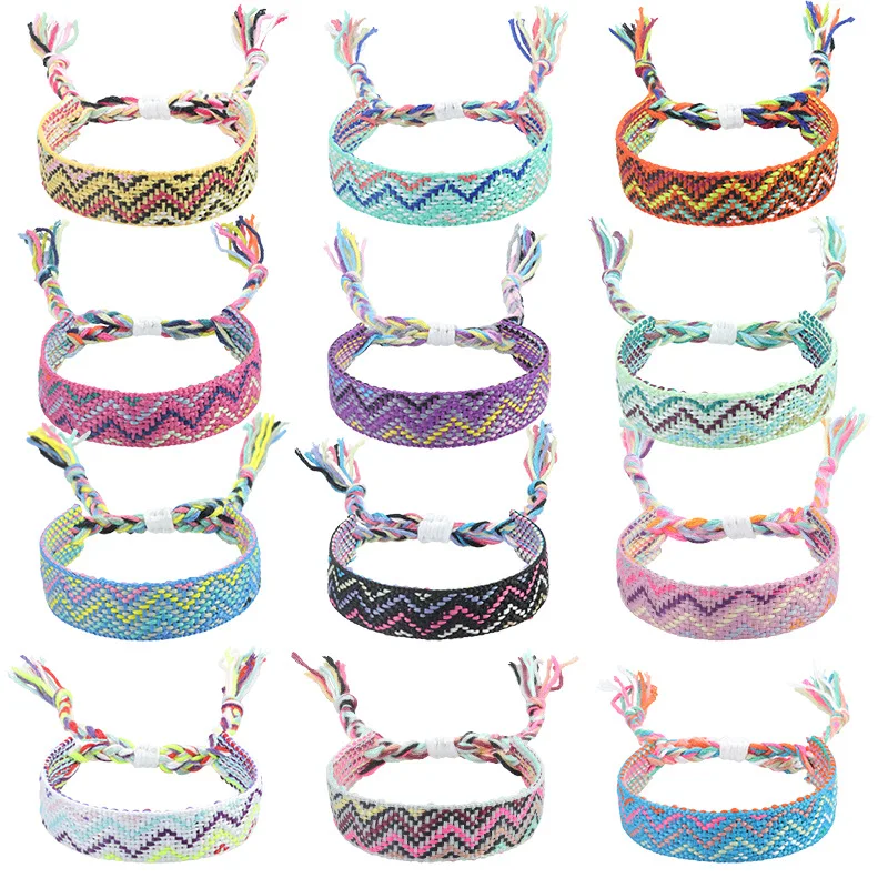 Nepal Ethnic Woven Bracelet Handmade Friendship Braid Rope Weave Hand Strap Embroidery Bangle Tassels Couple Boho Wrap Women Men