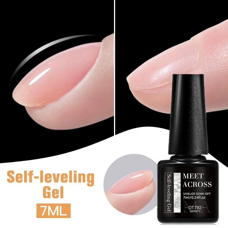 MEET ACROSS 7ml Self Leveling Gel Nail Polish Nail Art Manicure Long Lasting Keeping Nail Smooth and Plump UV Gel Varnish Tools