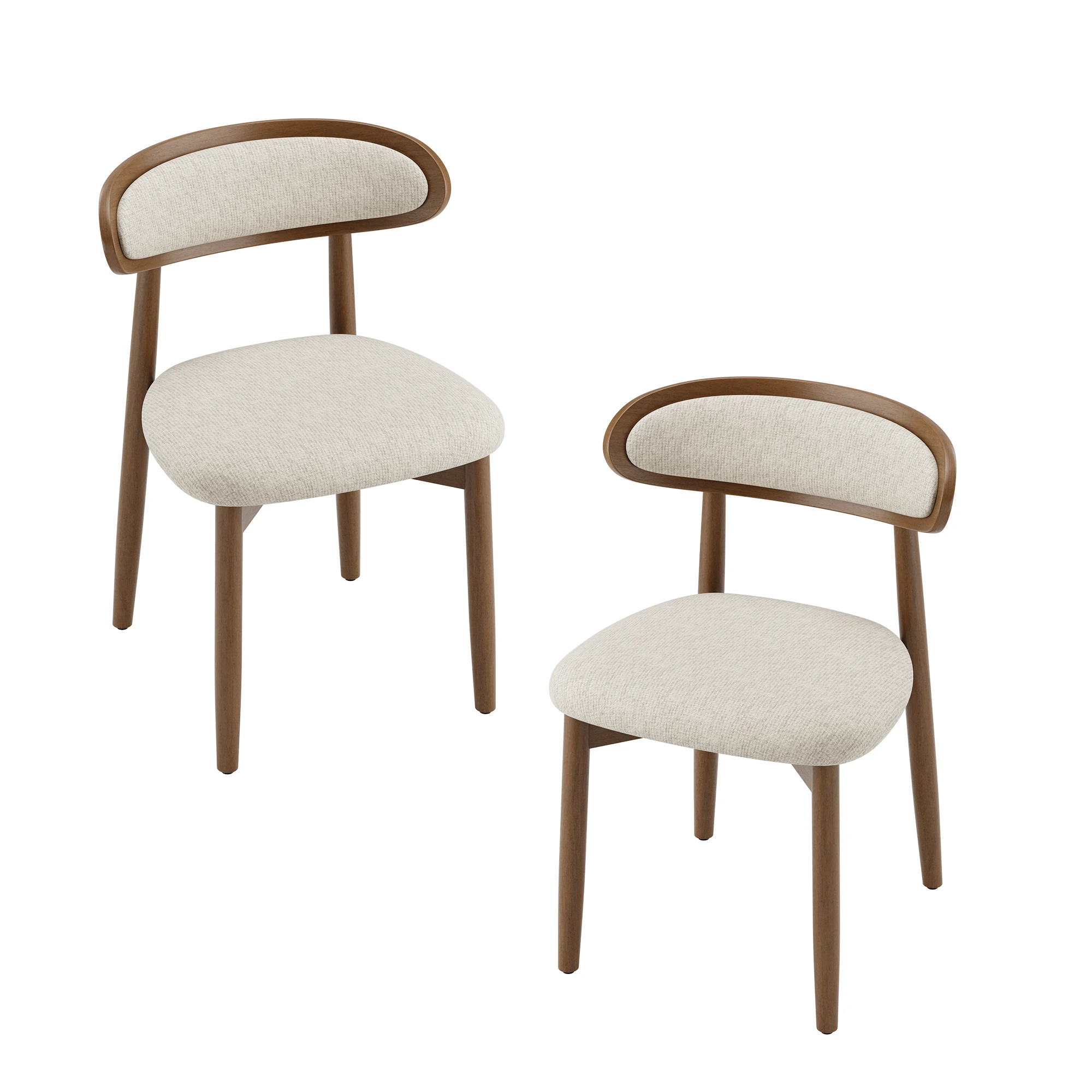 Set aus 2 Massivholz-Esszimmerstühlen, skandinavische Stühle mit ergonomischer Rückenlehne und gepolstertem Sitz, bequem mit Lendenwirbelstütze, für das Esszimmer