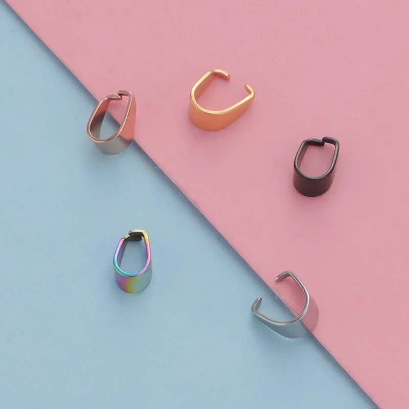50Pcs/Lot 3*7mm Stainless Steel Pendant Clips Clasps DIY Pinch Clip Bail Connector Jewelry Accessories Wholesale