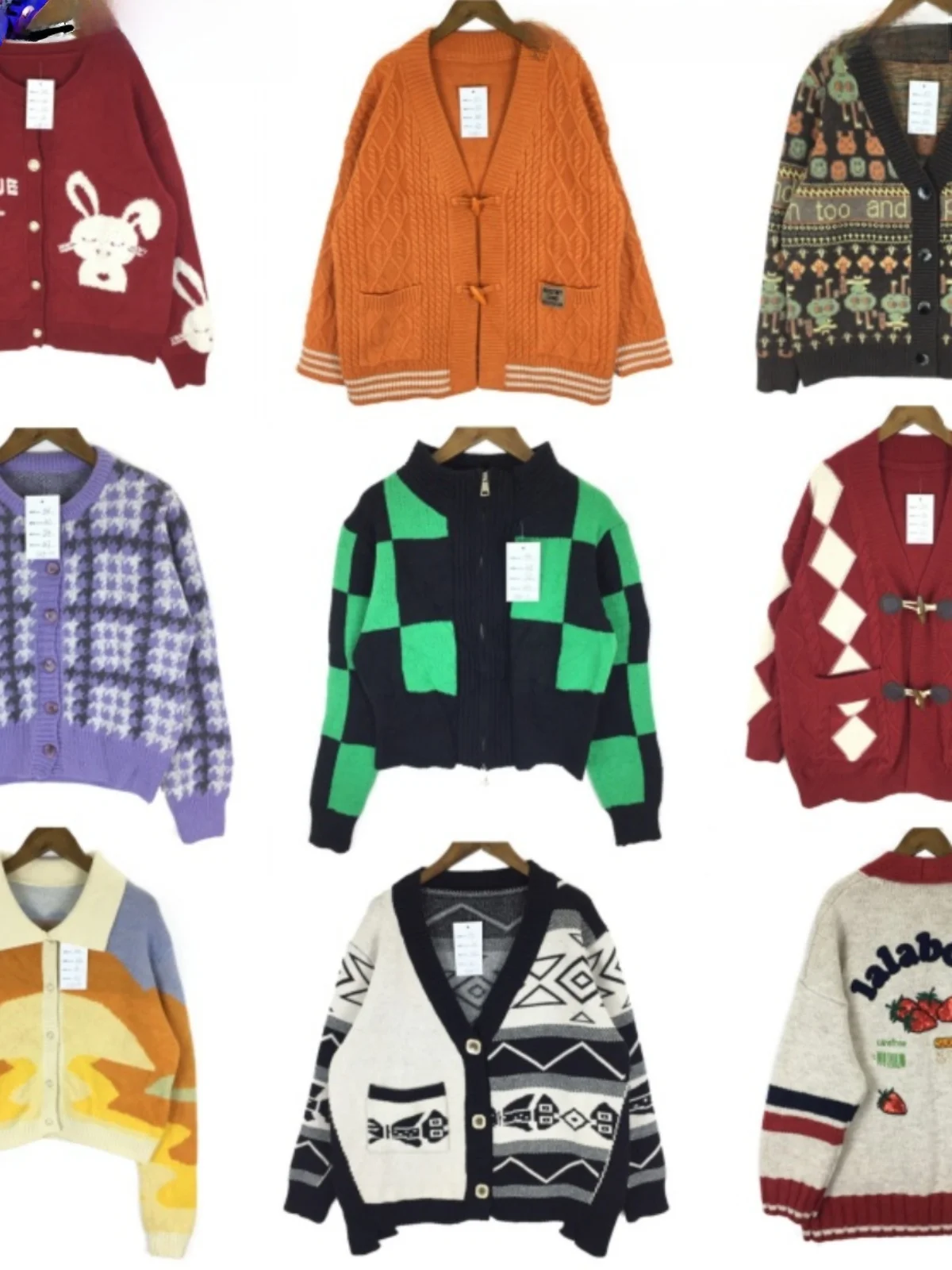 Vintage Cartoon Anime Casual Loose Women's Open Cardigan Sweater Comfortable College Style Warm Long Sleeve round Neck Top