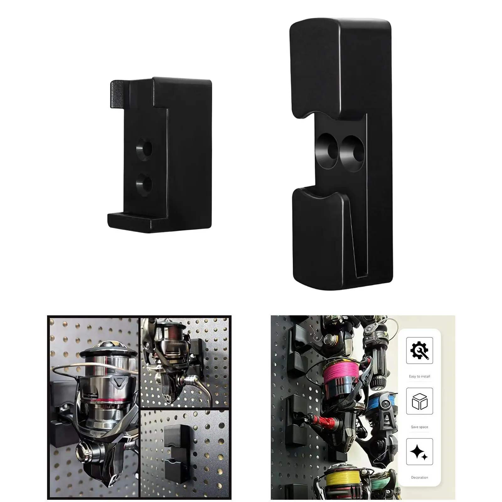 2-6pack Fishing Reel Display Holder Wall Mounted Versatile Garage Home Display