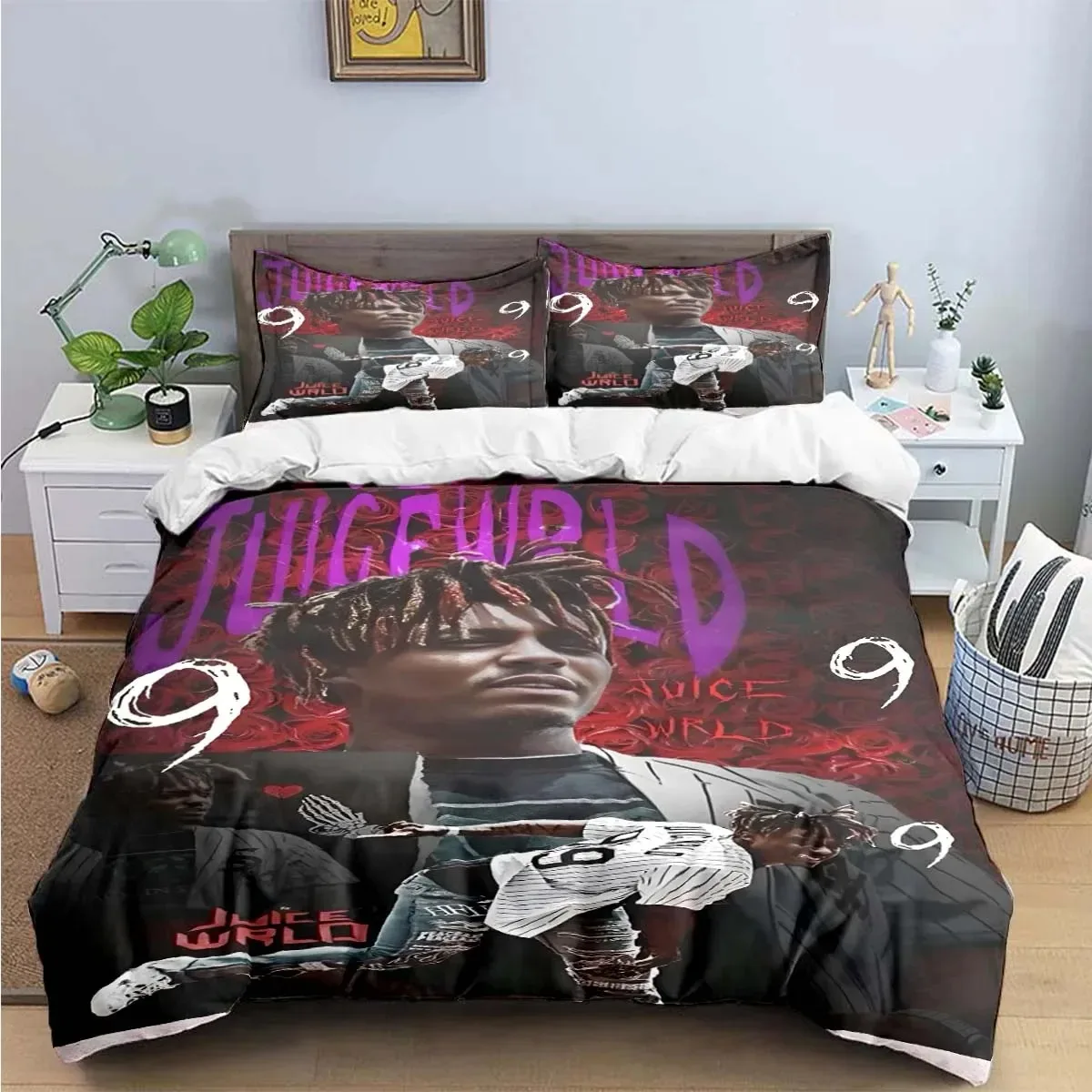 Fashion Hip-hop singer J-Juice WRLD Bedding Set Single Twin Full King Size Musical Genius Bed Linen Adults Teens Bedroom Gift