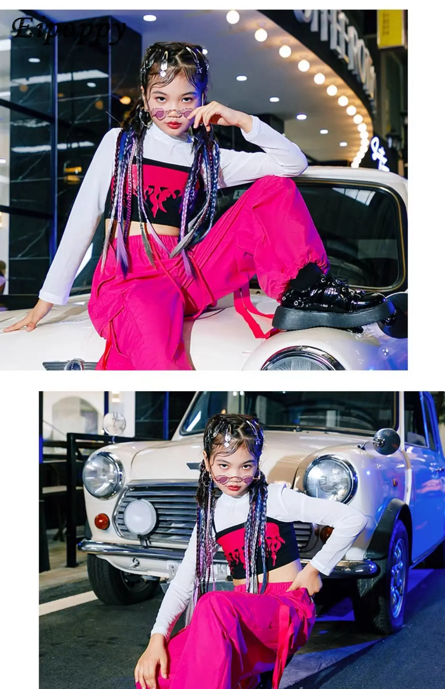 Kostum Jazz kostum Jalan goreng modis anak-anak setelan pakaian Hiphop anak-anak modis