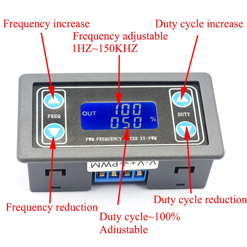 Generador de señal de 1HZ ~ 150KHZ, pantalla Digital, relación de trabajo de frecuencia de pulso PWM, generador de señal Rectangular de onda