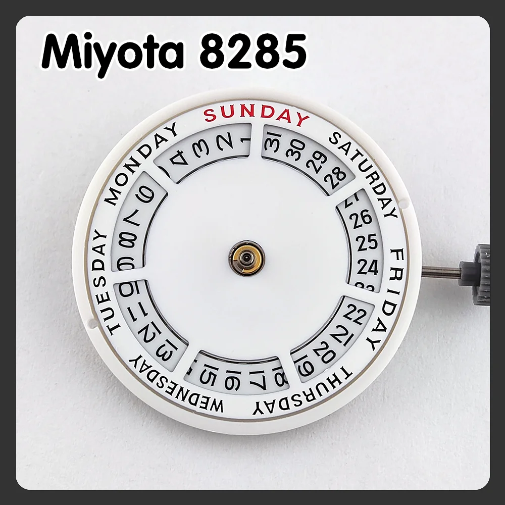Mouvement mécanique automatique Miyota 8285, mouvement blanc à double calendrier