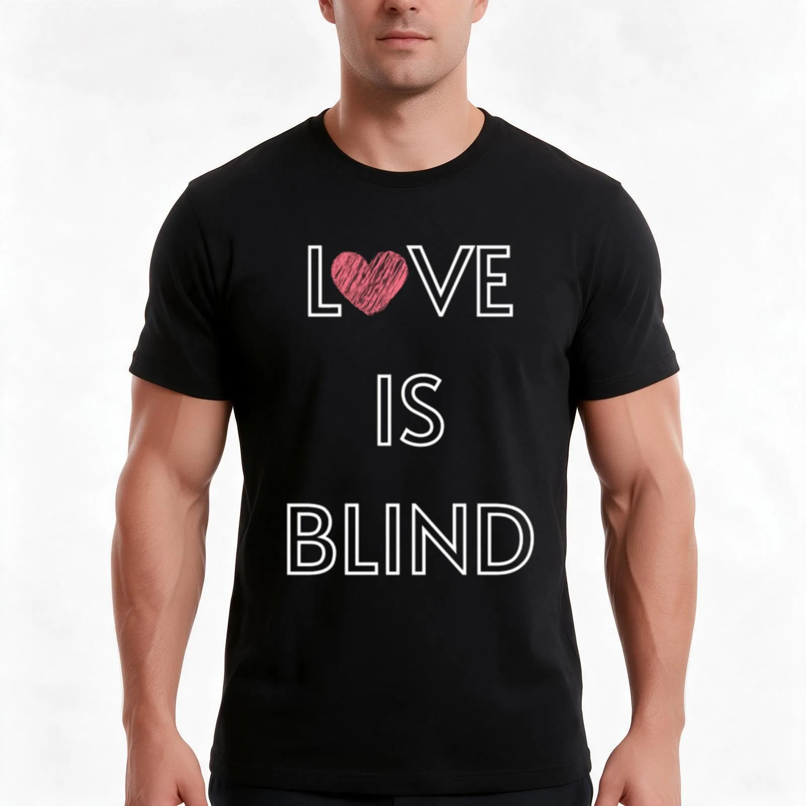 Love Is Blind T-Shirt, Summer Casual Cotton Tee, Oversized Streetwear Tops, Vintage Graphic Print, Loose Fit Short Sleeve