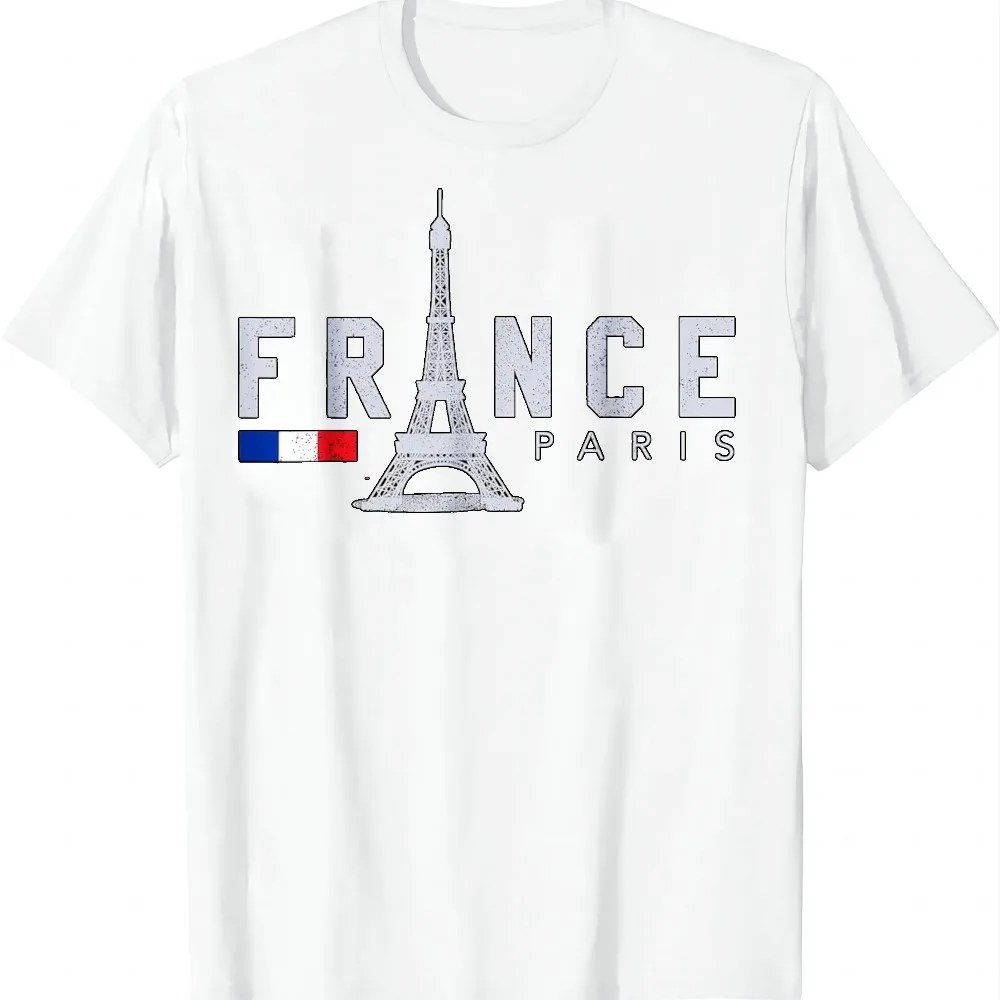 France Paris Tees French Flag Eiffel Tower Souvenir Gift T Shirts for Men and Women Summer Casual T Shirt Camiseta Streetwear