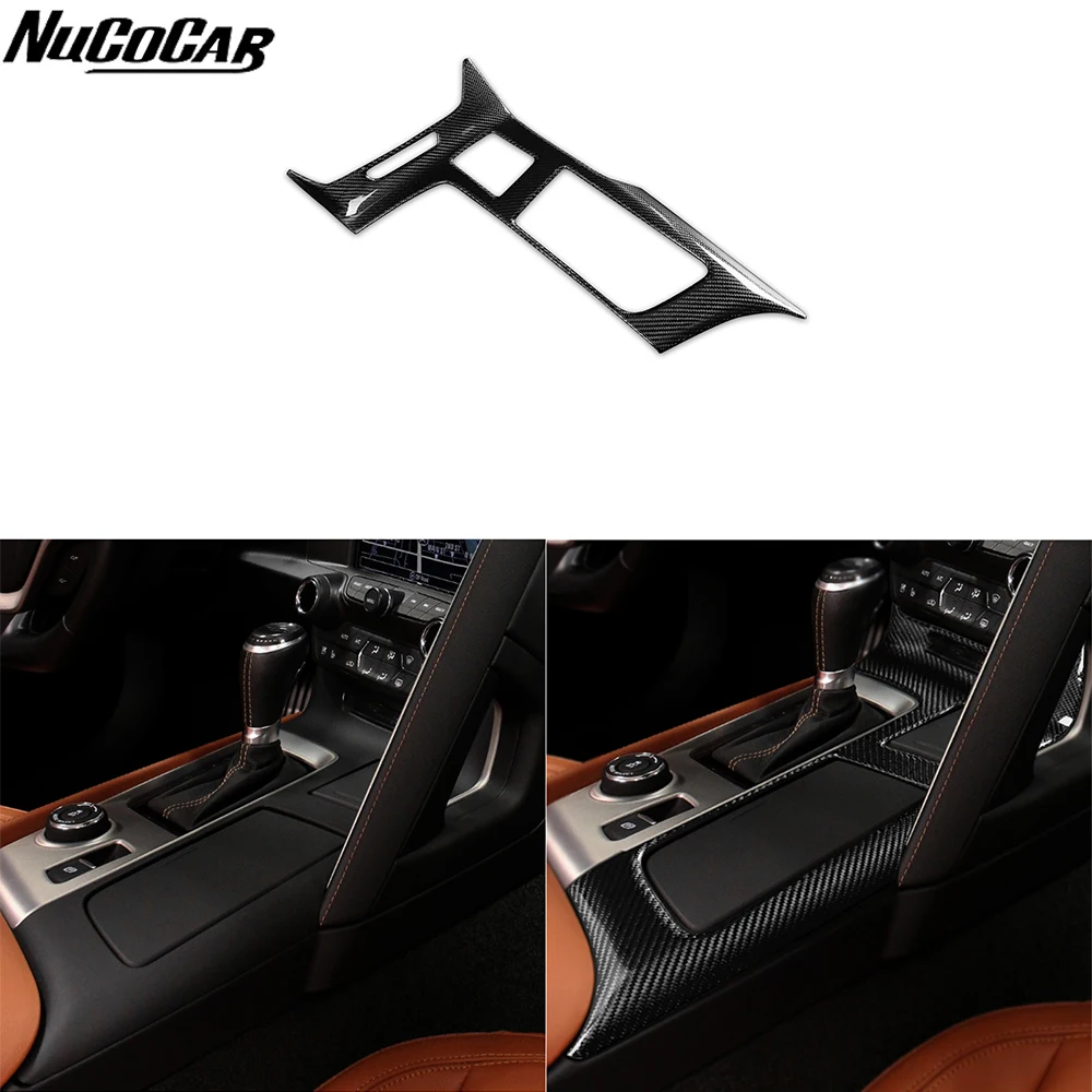 For Chevrolet Corvette C7 ZR1 Z06 2014-2019 Real Dry Carbon Fiber Center transmission storage panel Car Accessories Decorative
