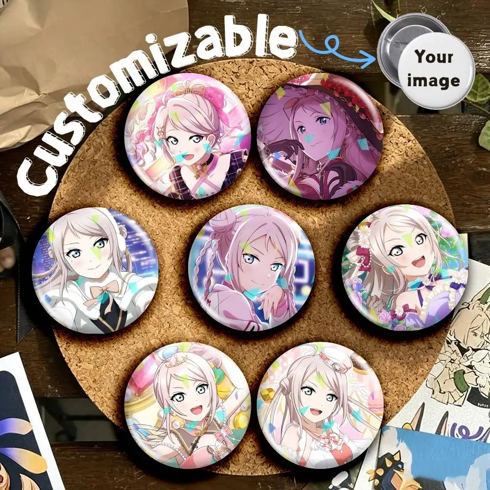 Nijigasaki Idol Lanzhu Zhong Round Badge Pins Creative Pins Bag Decor Accessories Fan Collection Gifts for Friends