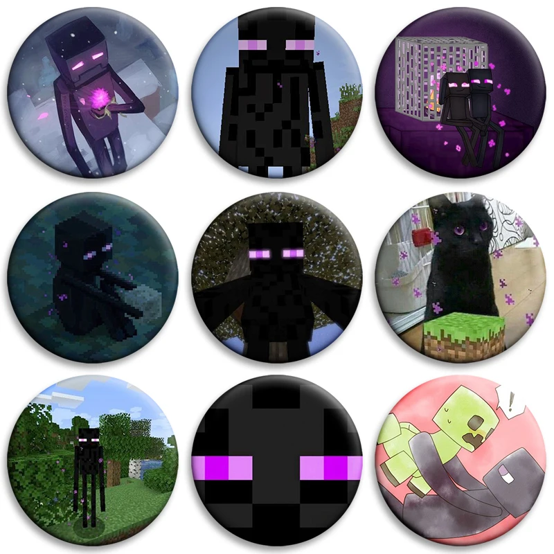 Мягкие кнопки в стиле аниме Enderman, креативная брошь с игровым персонажем, забавный значок-мем для сумки, декор для одежды, ювелирные аксессуары, подарки