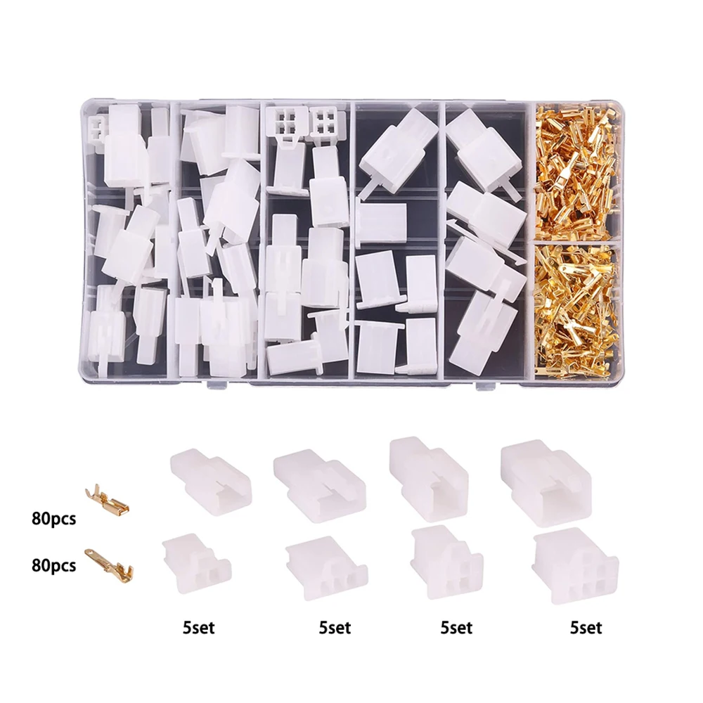 200PCS 2.8mm Automotive Connector Kit 2 3 4 6 Pin Electrical Wire Connectors Kit for Motorcycle Car Boats Electric Instruments