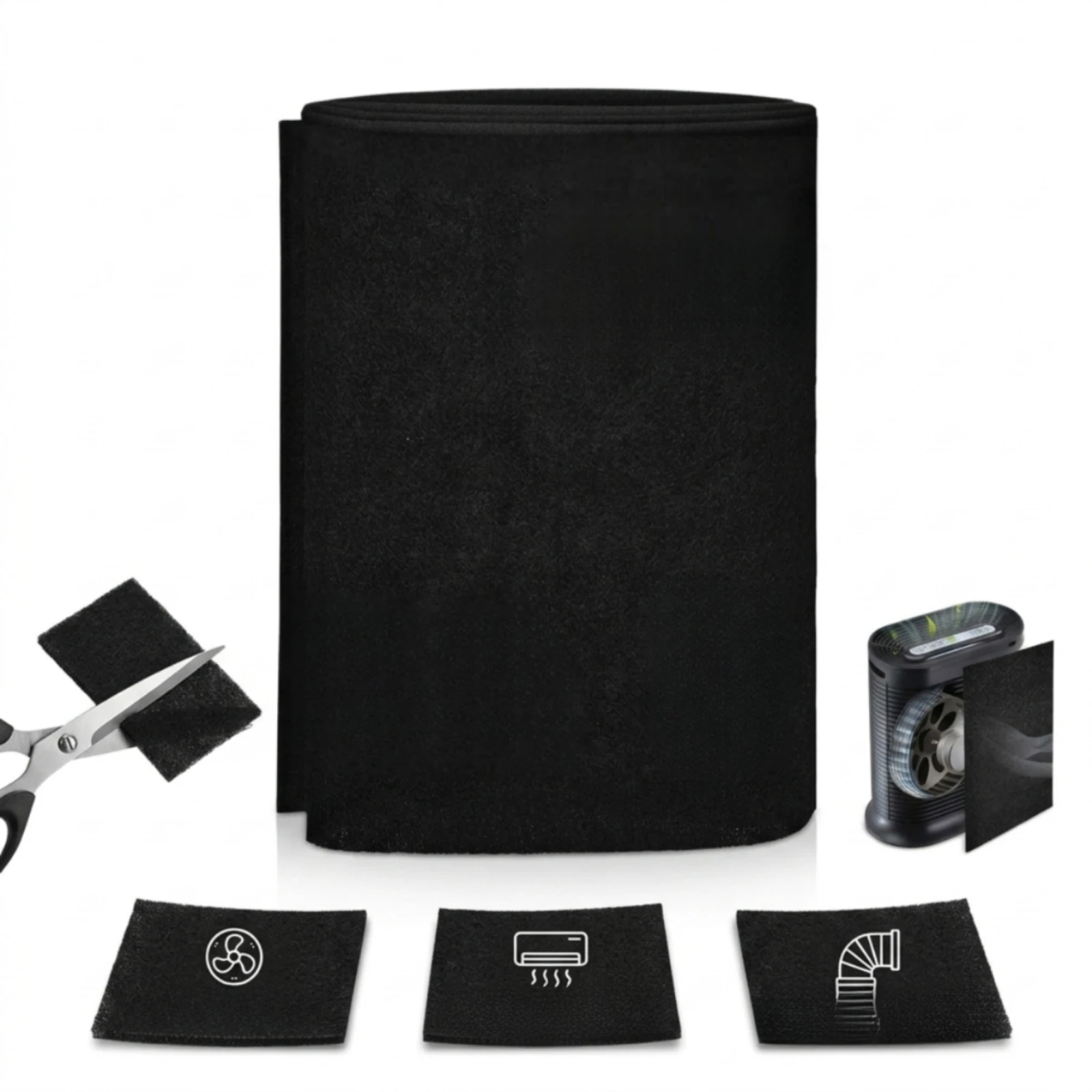 2 Pieces Activated Carbon Filter Sheet Customizable Carbon Filter Sheet Flexible Replacement for DIYers, AC Vents, HVAC Systems
