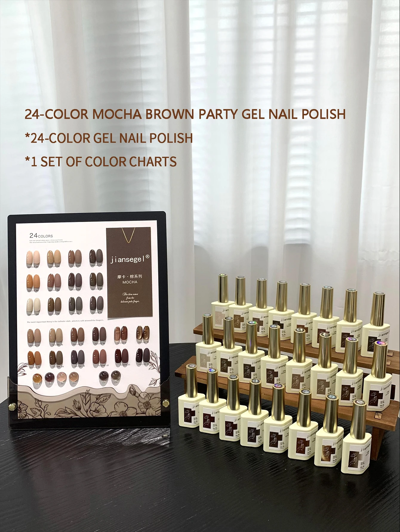 

24Colors 15ml Nail Polish Set Nail art top coat with primer, Soak Off UV LED Gel Nail Polish with Color Card, Nail for autumn