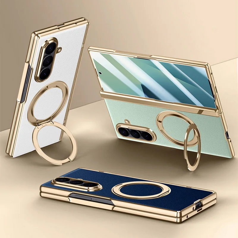 

Rotatable Metal Magnetic Bracket Central Axis Magnetic Glass Protective Film Case For Samsung Galaxy Z Fold 7 Slim Leather Cover