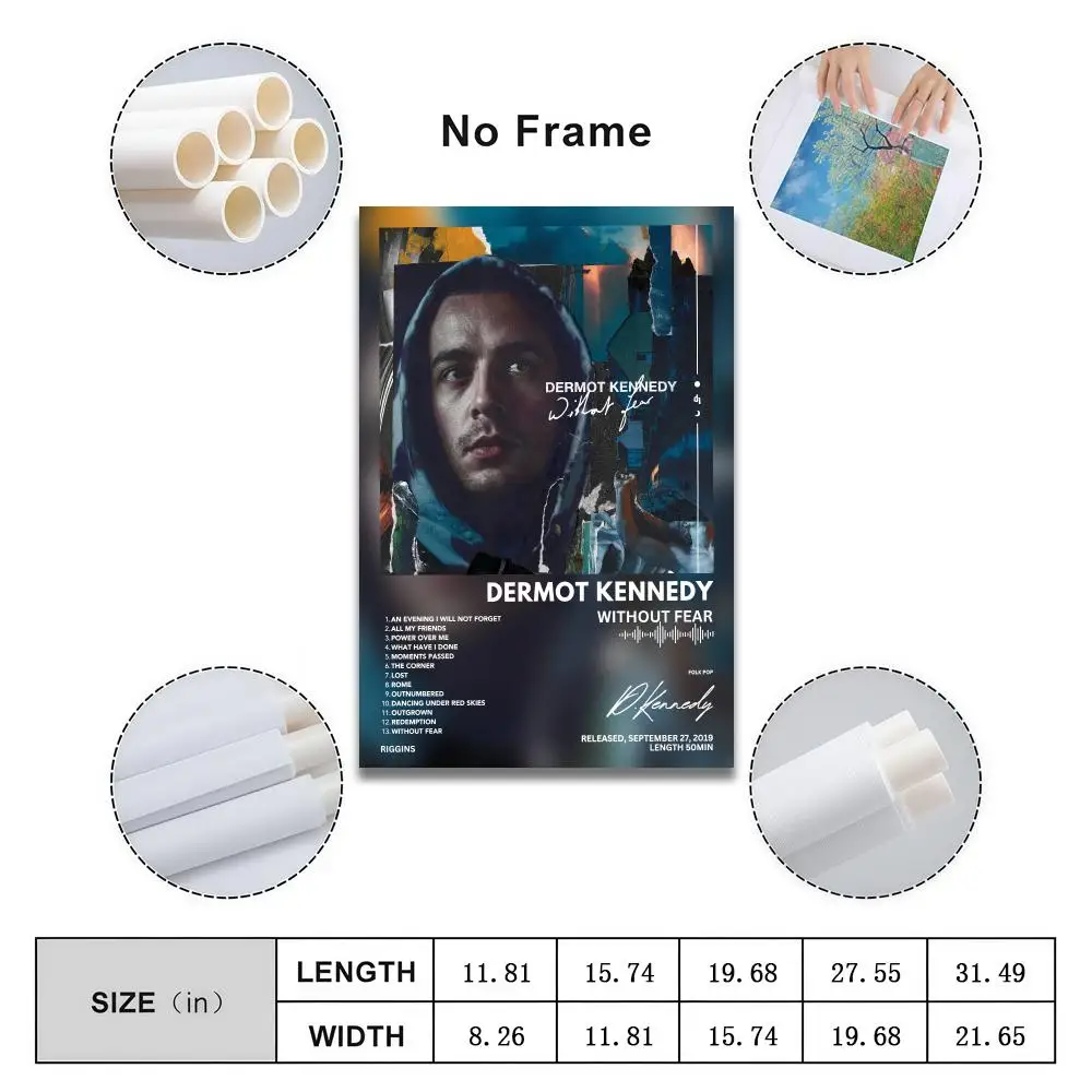 Dermot Kennedy Poster Peelable Self-Adhesive Album Cover Stickers, Frameless Wall Art for Singer Band Pop Rap Bedroom