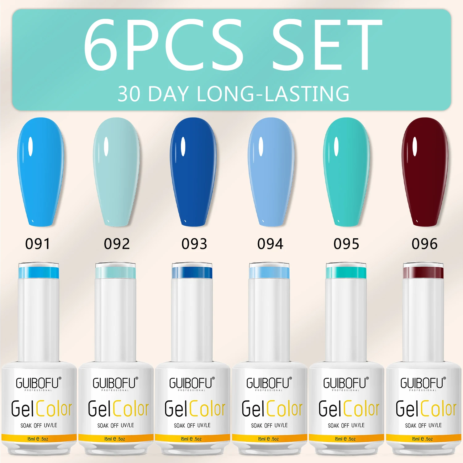 6-teiliges Set 15 ml 120 Color Series Shine Finish SemiPermanent Glitter Pailletten Nagellack Set Kit Soak Off Uv Lack Nail Art