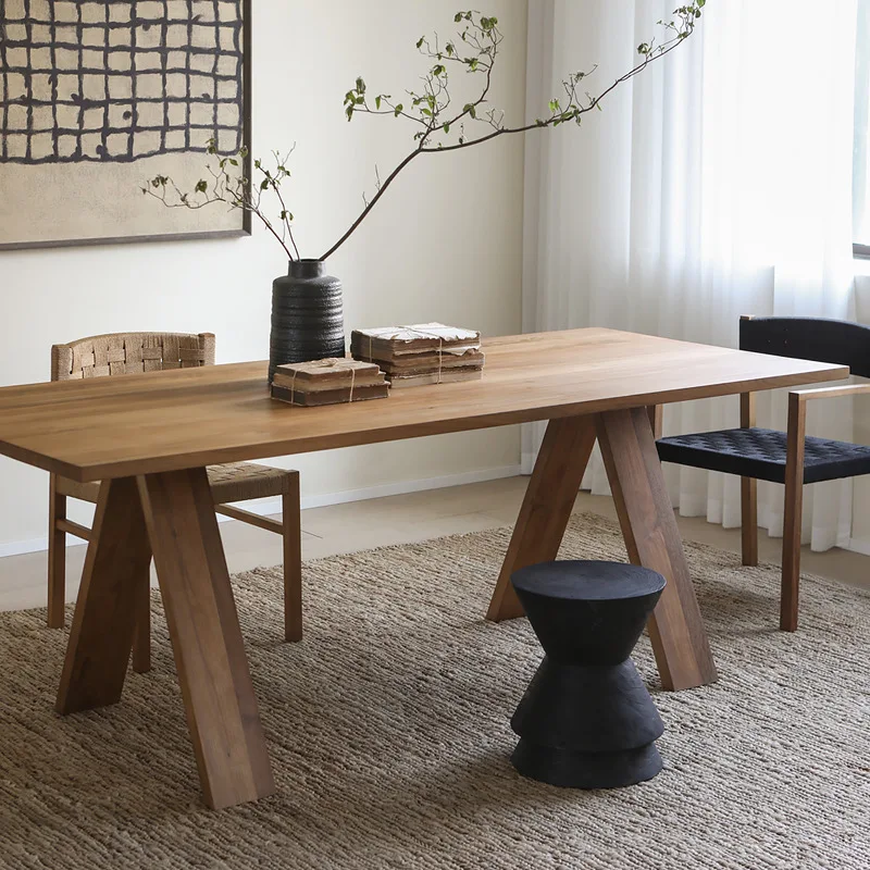 Silent, all solid wood, dining table, home, homestay, leisure, log