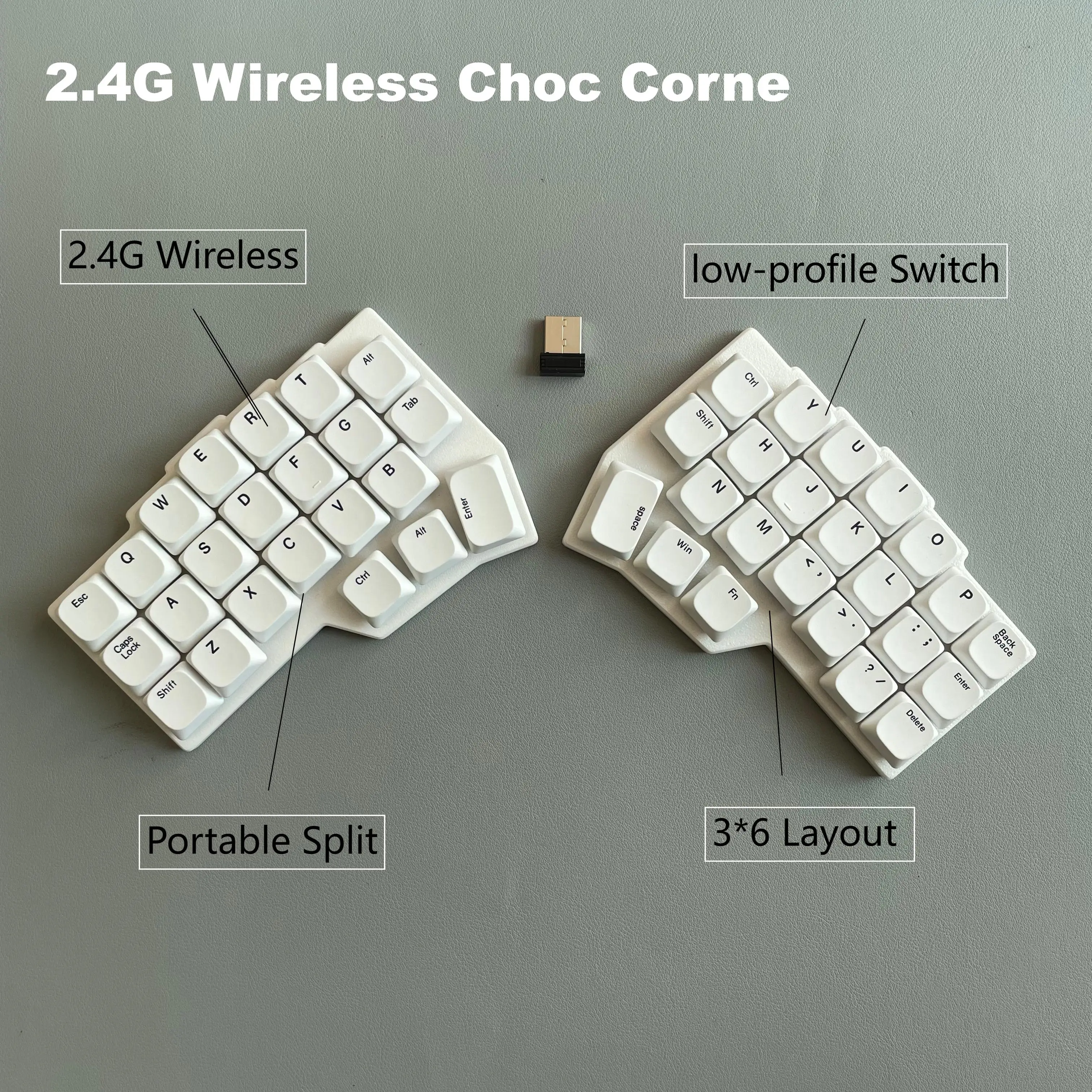 

Беспроводная механическая клавиатура 2.4G, 3*6 переключателей с возможностью горячей замены, низкопрофильные переключатели, кнопочная батарея, программируемая VIAL